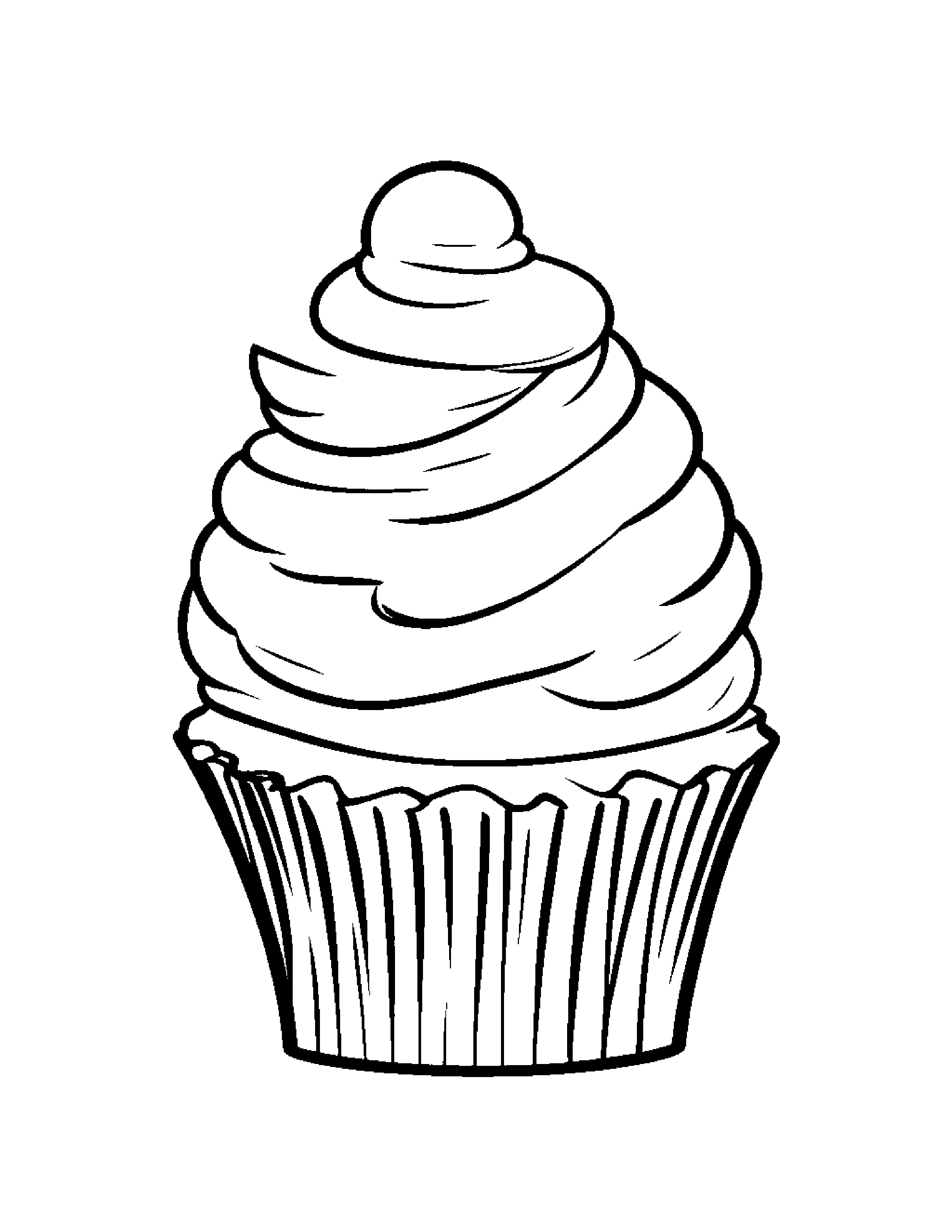 Cupcake Wearing A Hat #2 Coloring Page (Free Printable PDF)