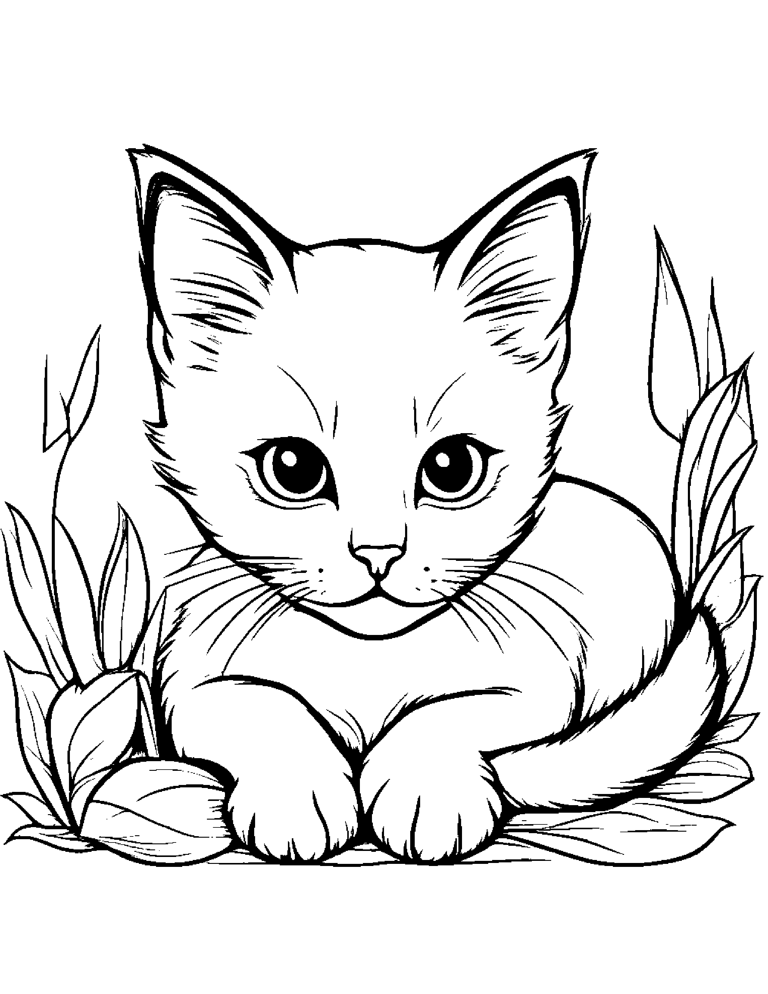Sleepy Kitten #2 Coloring Page (Free Printable PDF)