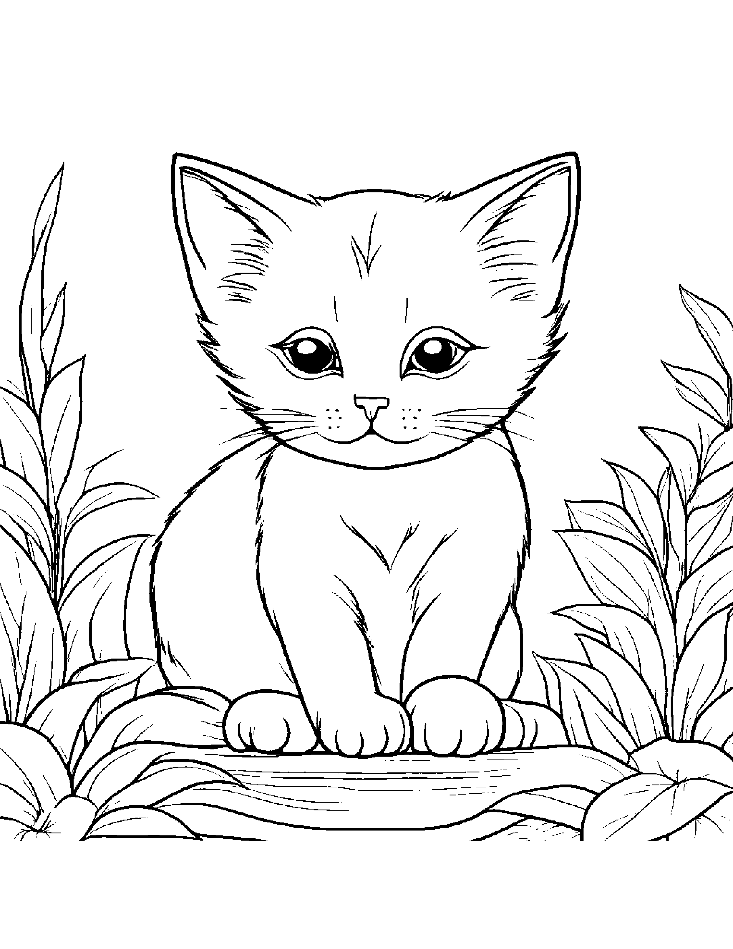Sleepy Kitten Coloring Page (Free Printable PDF)