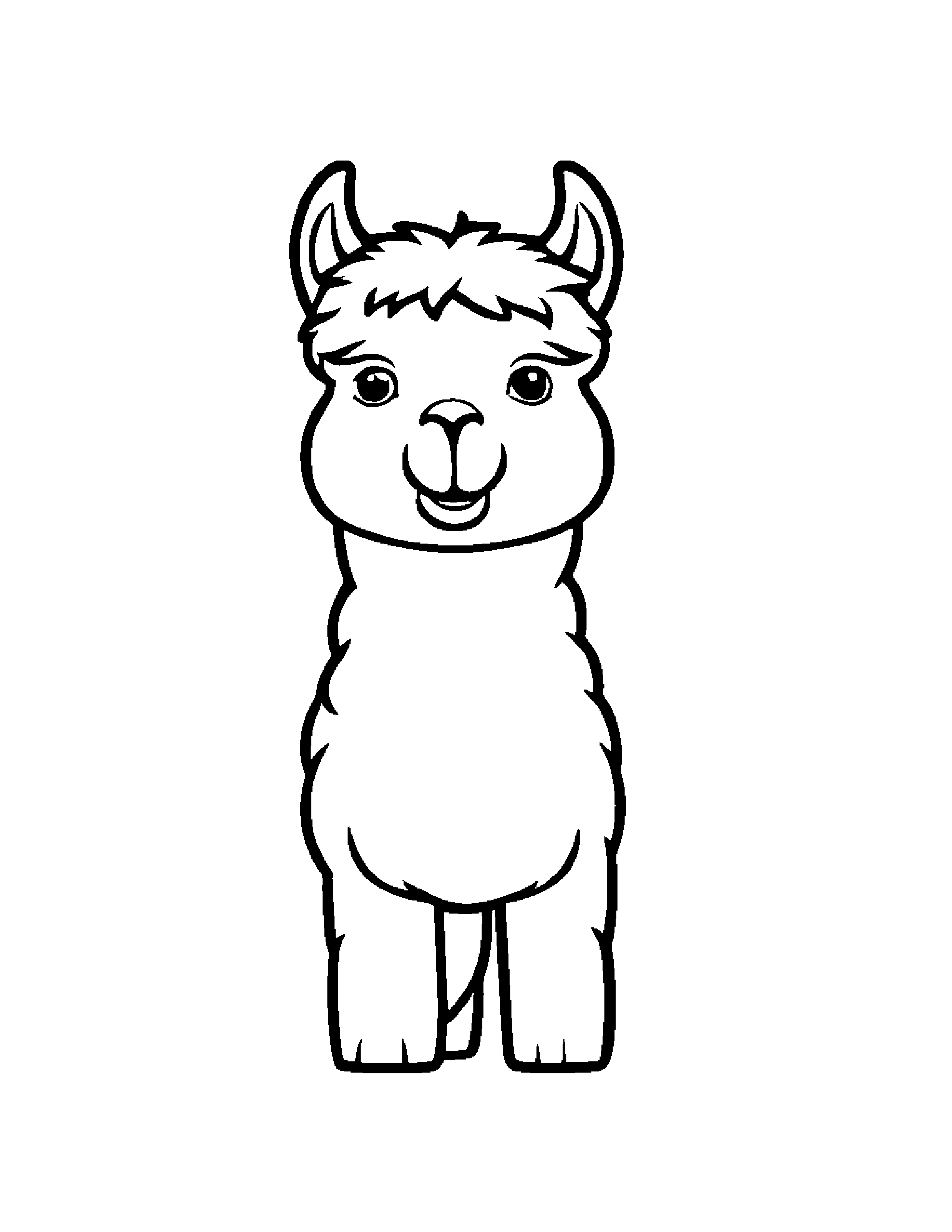 Smiling Alpaca With A Star #2 Coloring Page (Free Printable PDF)