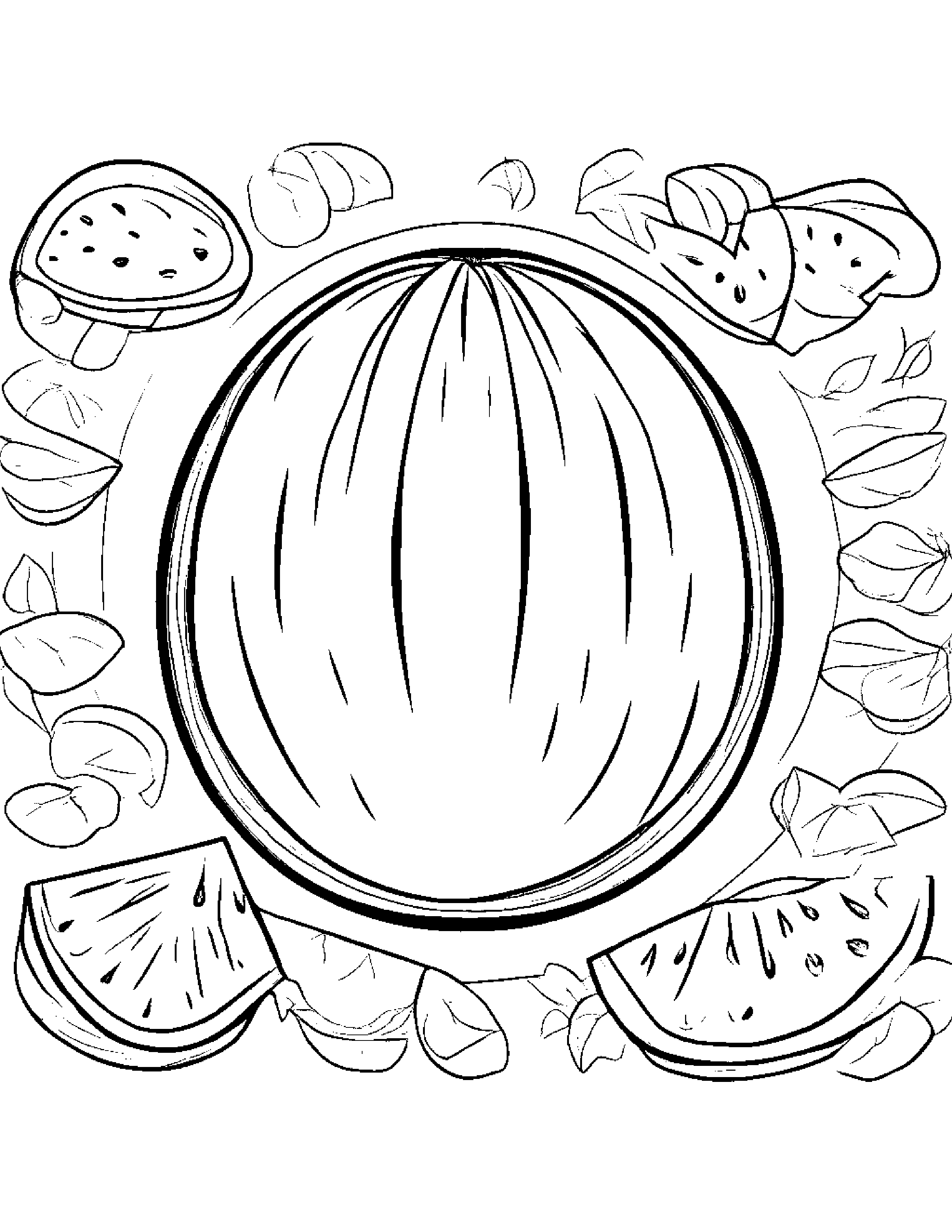 Gentle Watermelon Slice Coloring Page (Free Printable PDF)