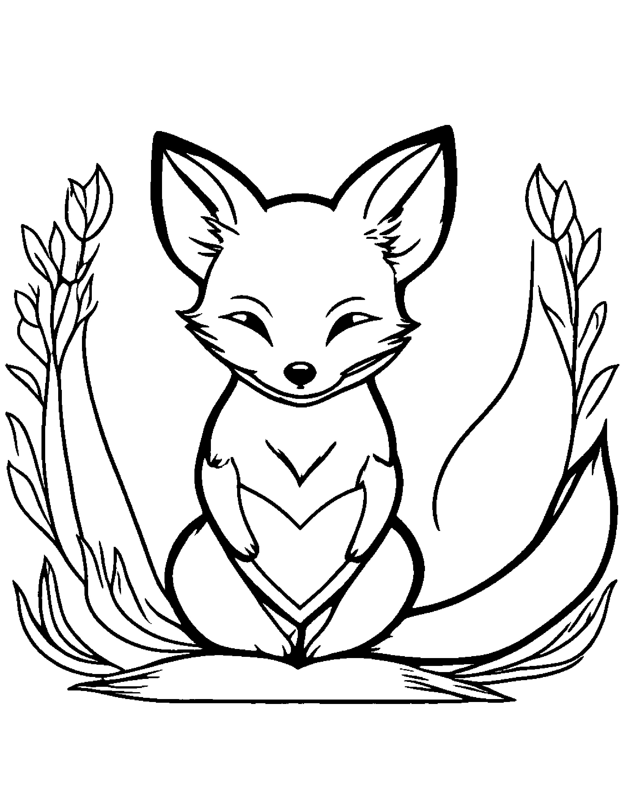 Little Fox Hugging A Heart #2 Coloring Page (Free Printable PDF)