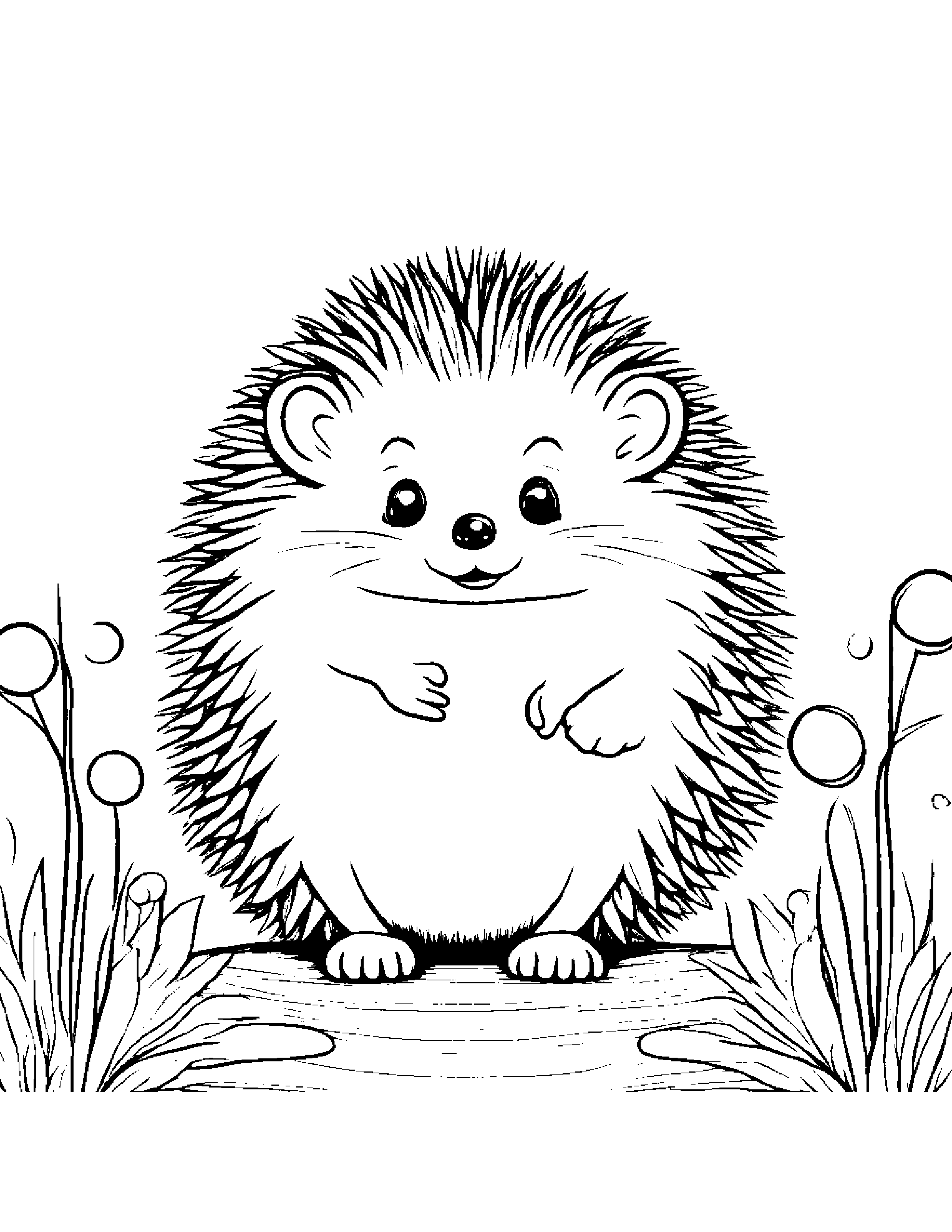 Tiny Hedgehog Blowing Bubbles Coloring Page (Free Printable PDF)