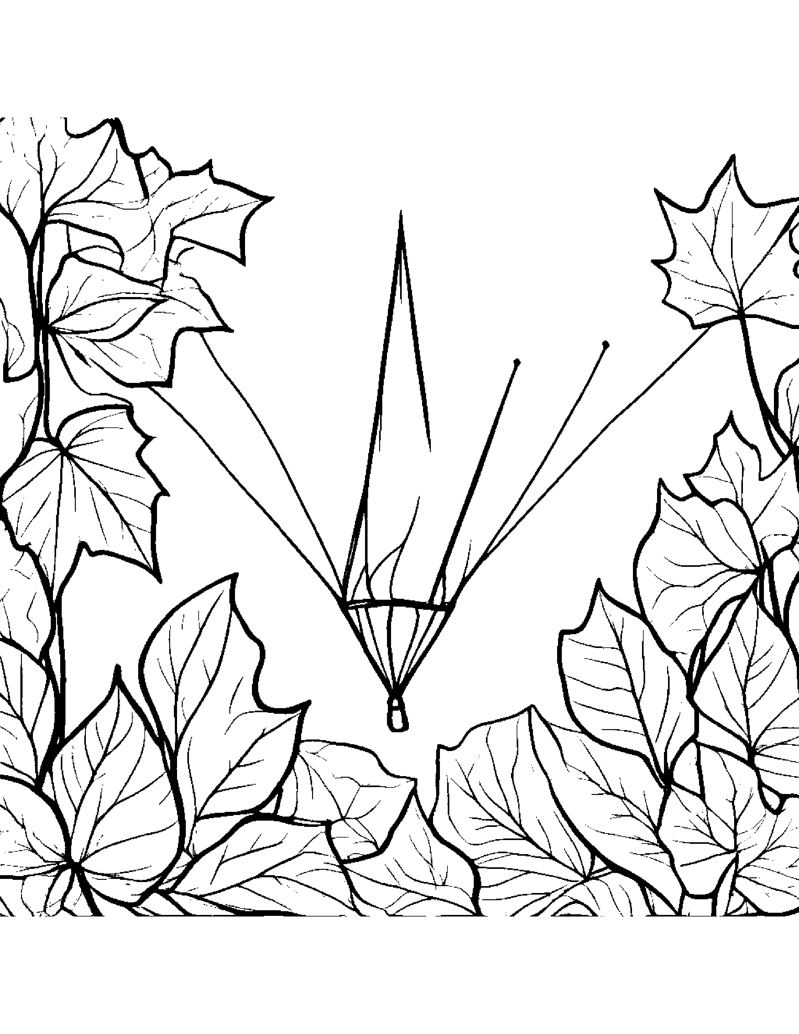Fall Leaves With A Kite #2 Coloring Page (Free Printable PDF)