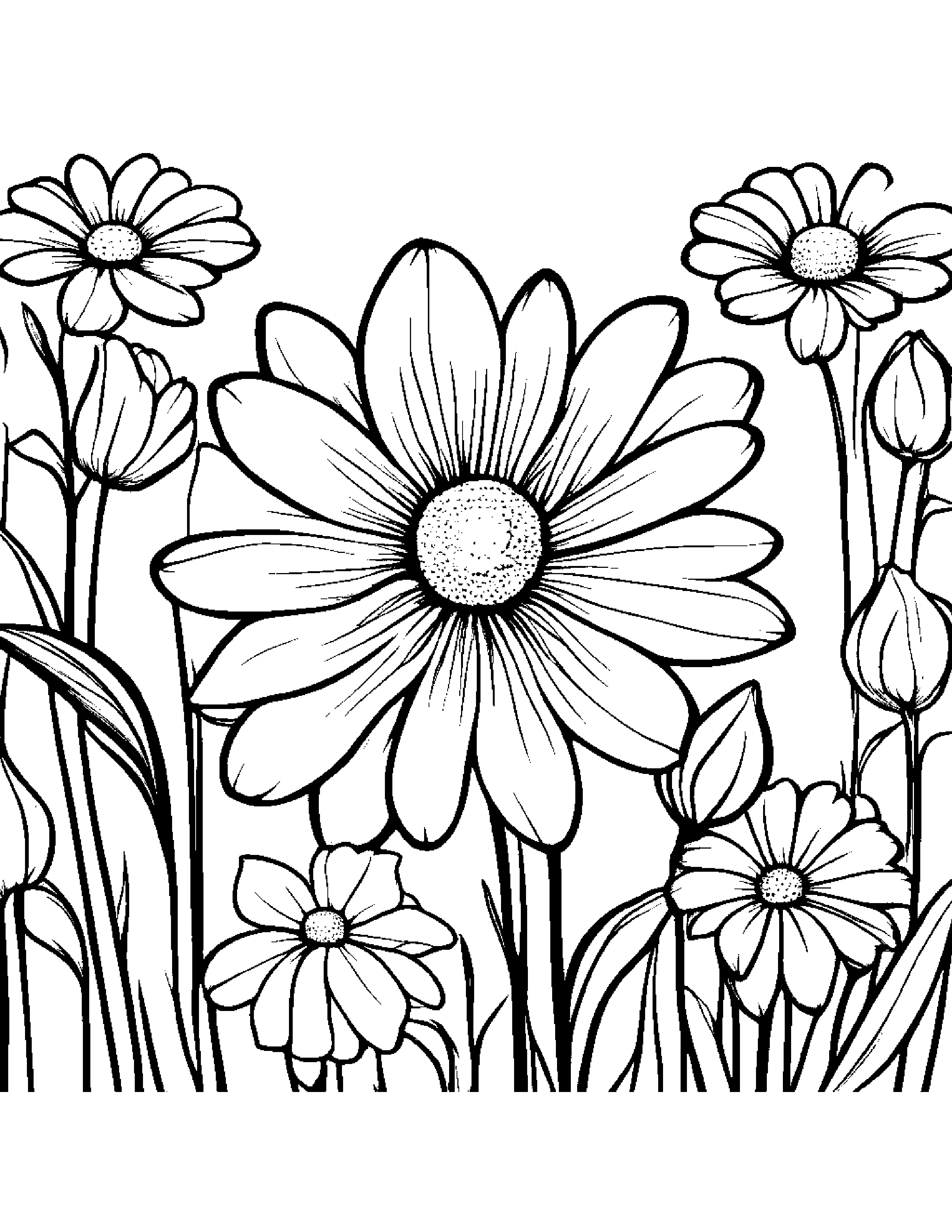 Spring Flowers Coloring Page (Free Printable PDF)