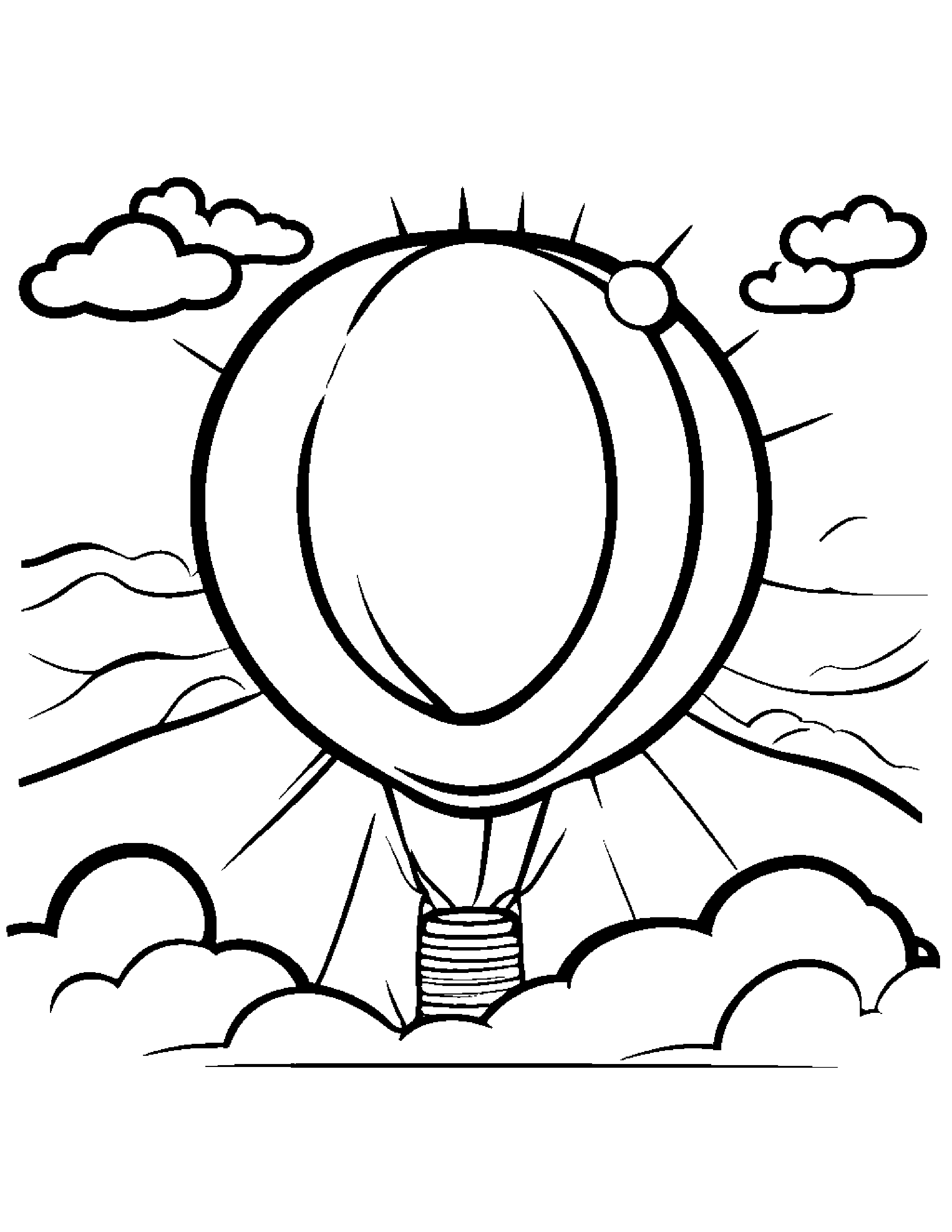 Sun With Balloon #2 Coloring Page (Free Printable PDF)