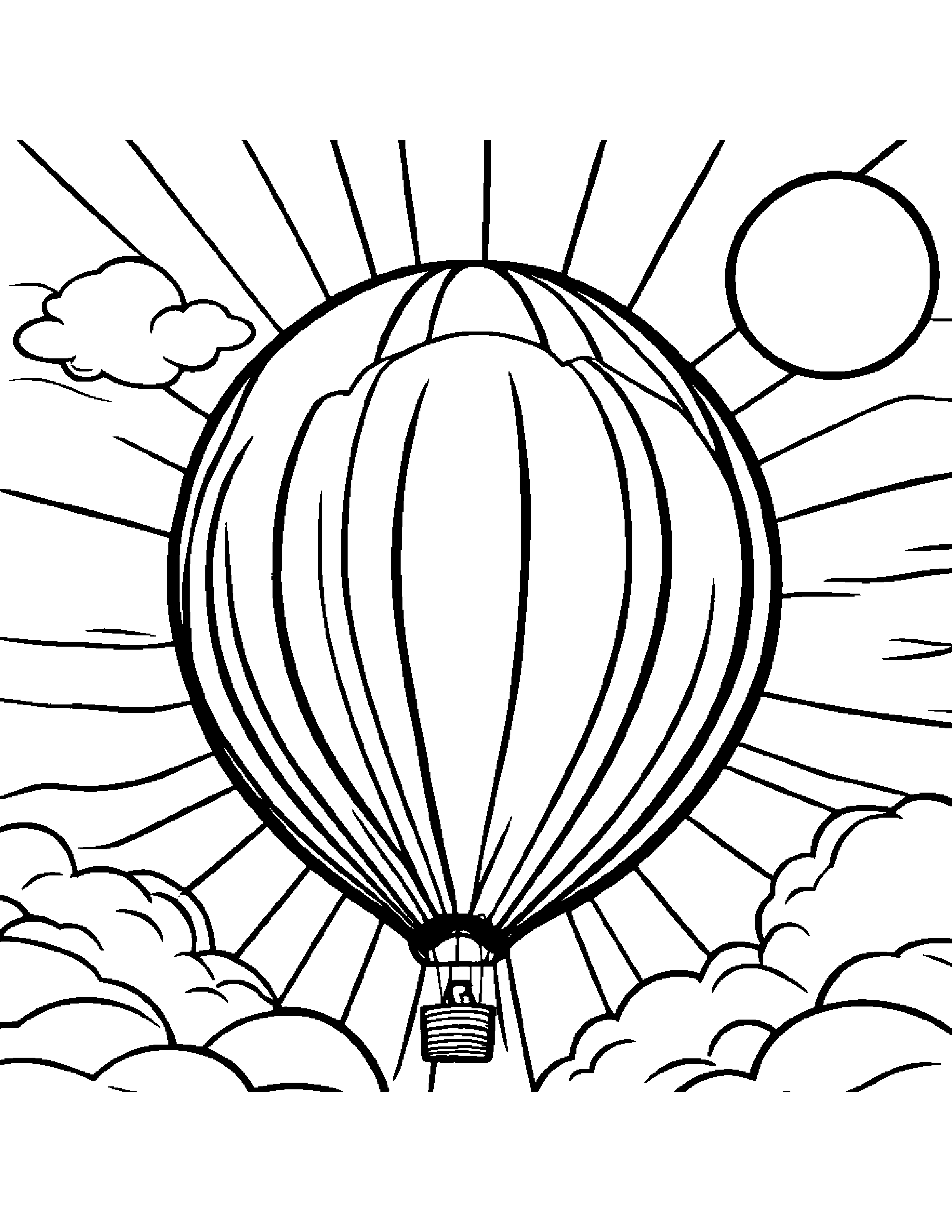Sun With Balloon Coloring Page (Free Printable PDF)