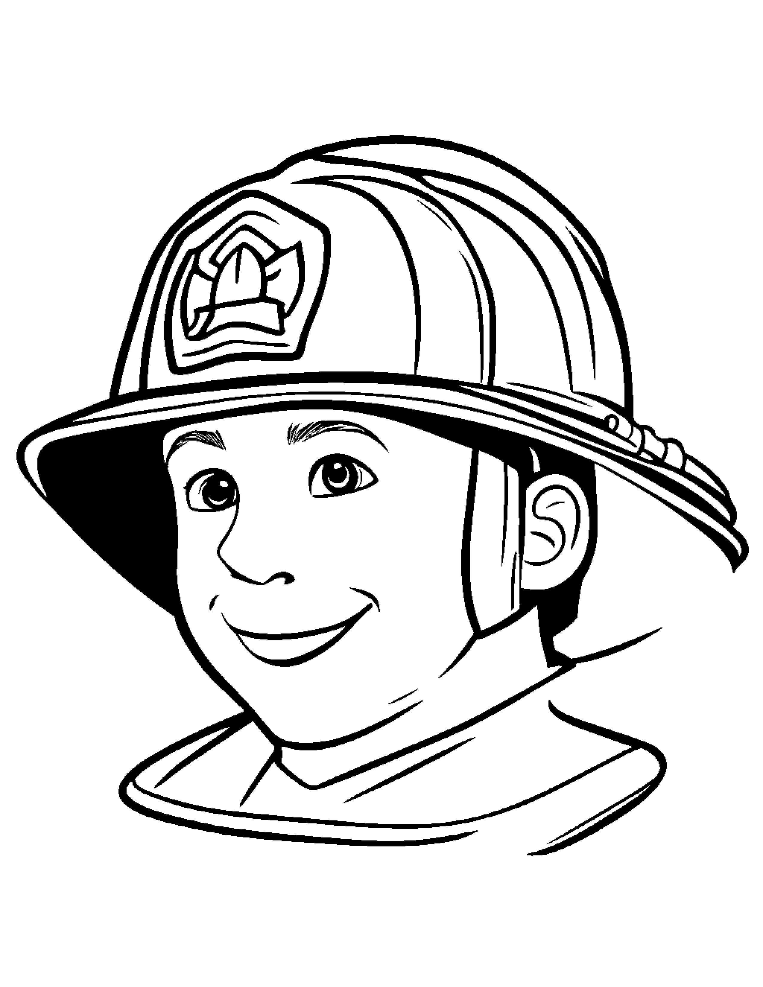 Happy Firefighter Helmet #2 Coloring Page (Free Printable PDF)