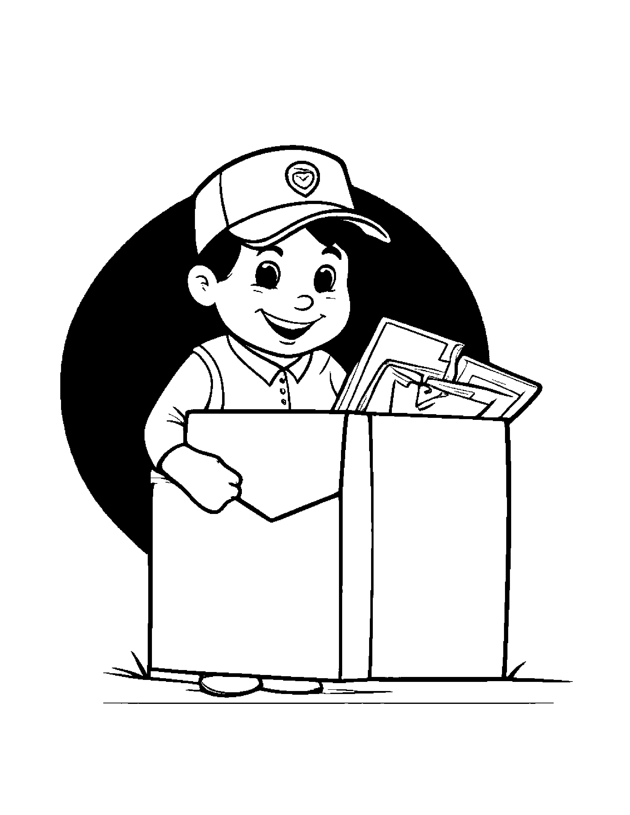 Mail Carrier Bag Hugging A Heart #2 Coloring Page (Free Printable PDF)