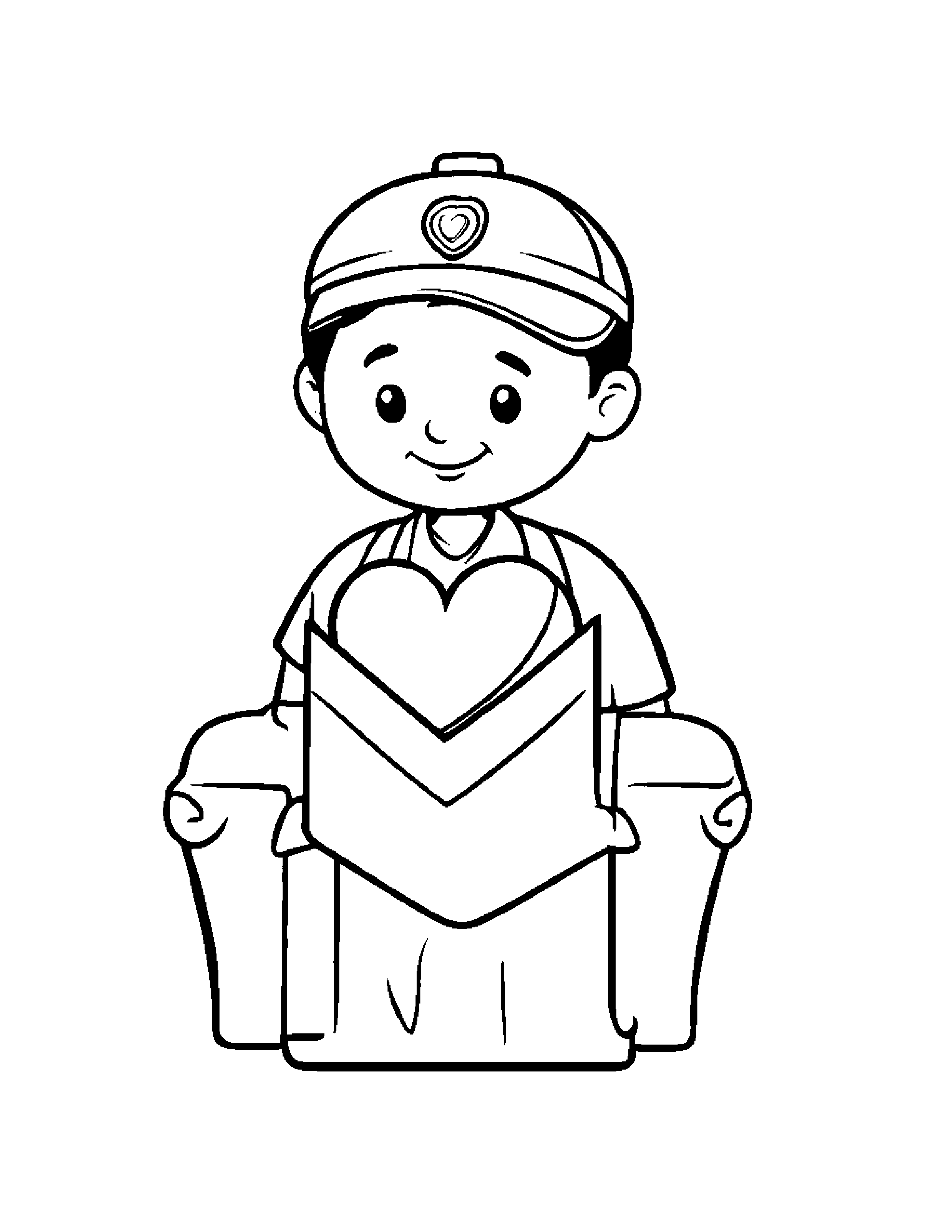 Mail Carrier Bag Hugging A Heart #3 Coloring Page (Free Printable PDF)