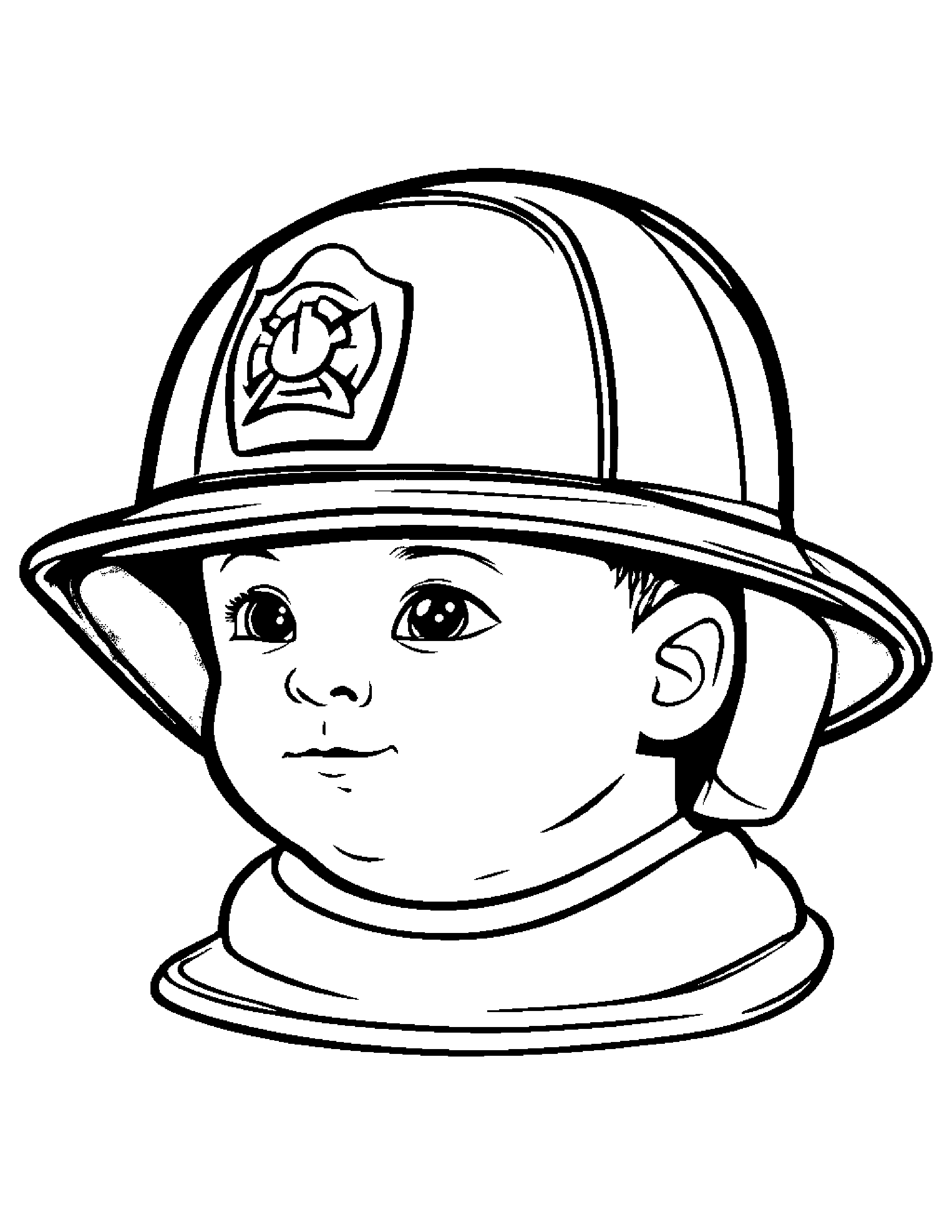 Baby Firefighter Helmet #2 Coloring Page (Free Printable PDF)