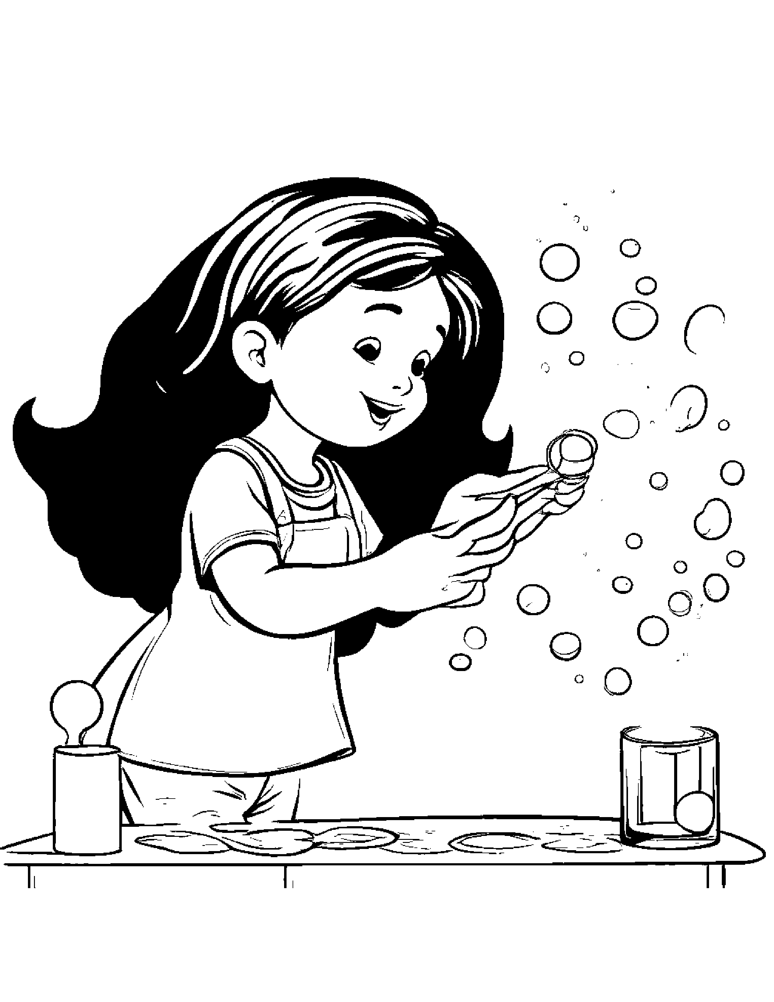 Happy Painter Palette Blowing Bubbles #2 Coloring Page (Free Printable PDF)