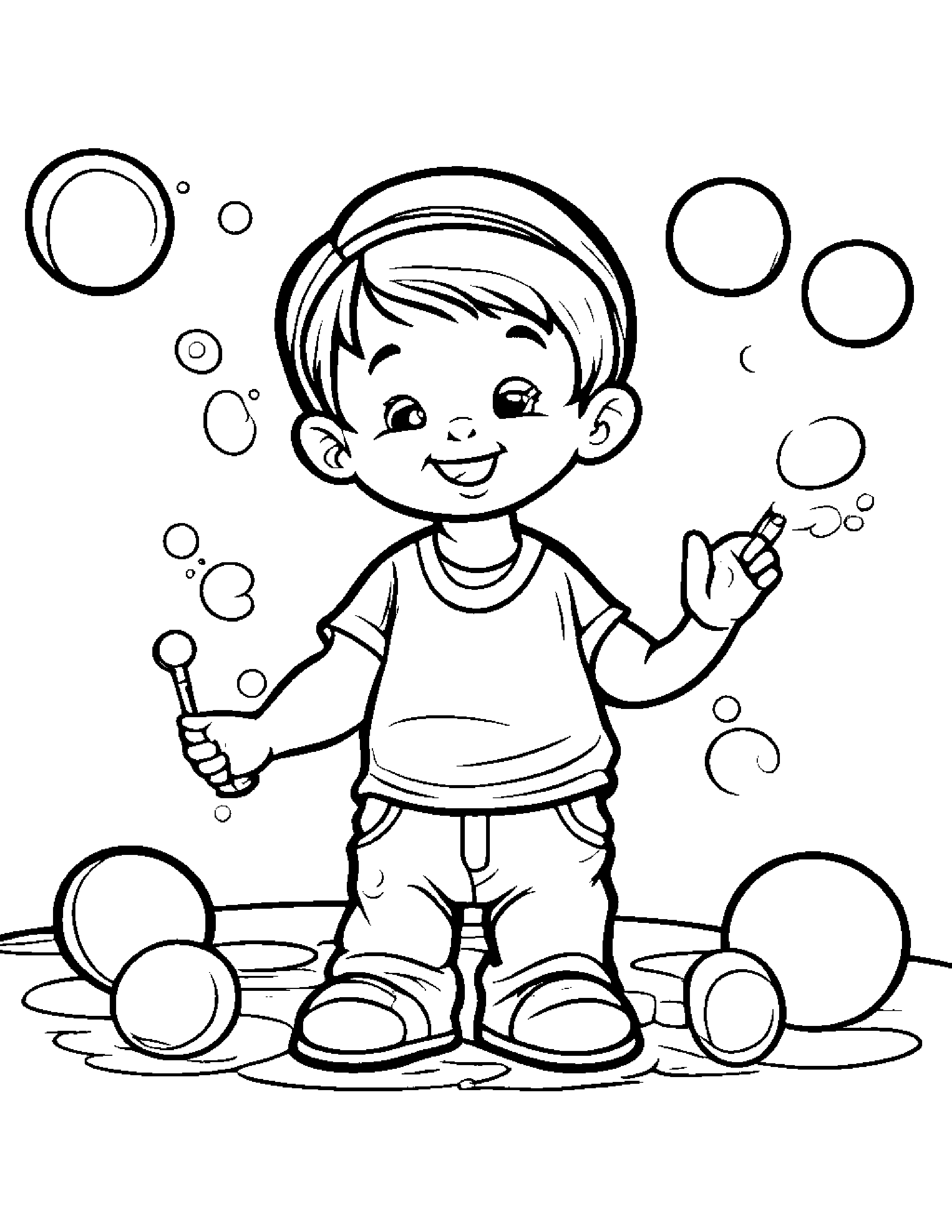 Happy Painter Palette Blowing Bubbles #3 Coloring Page (Free Printable PDF)