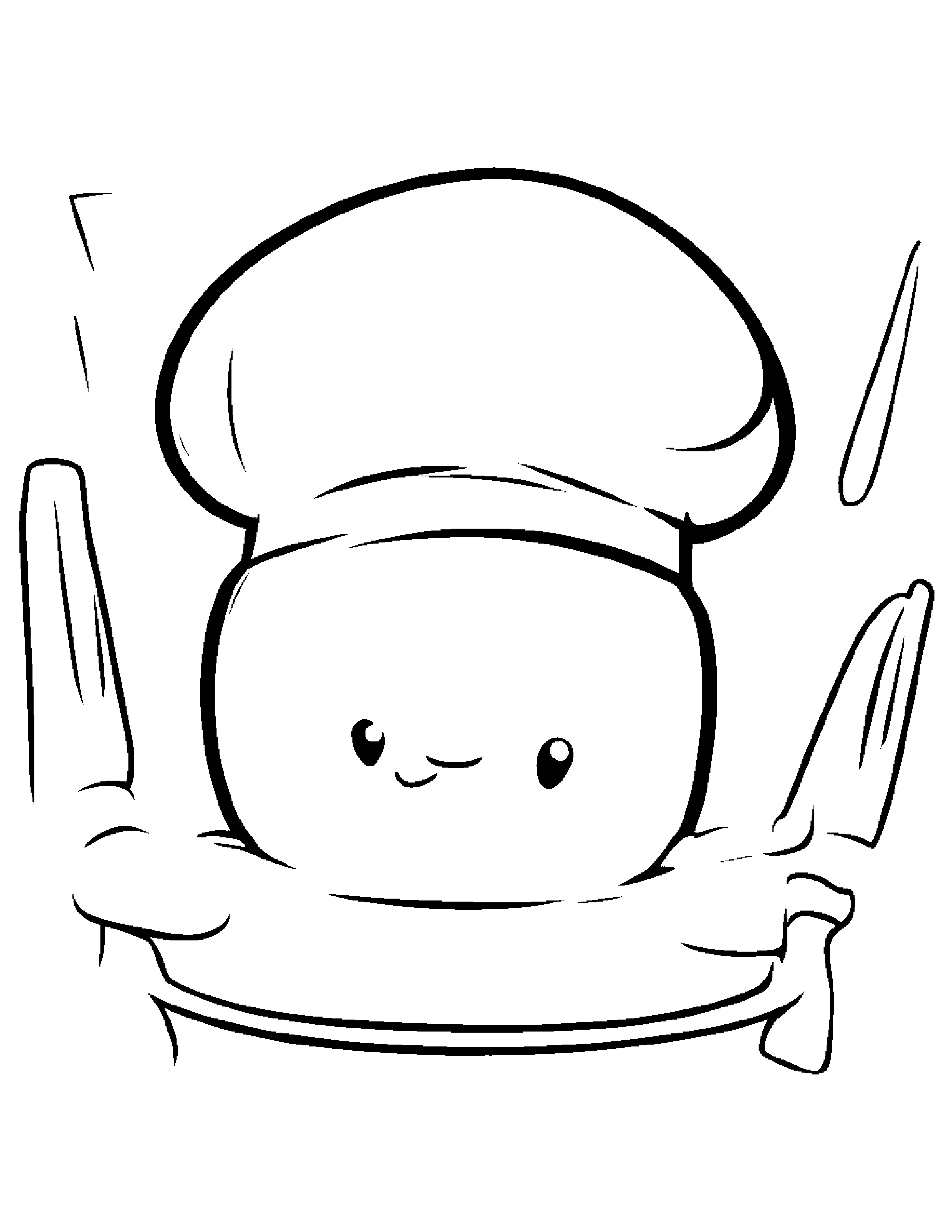 Kawaii Chef Hat #2 Coloring Page (Free Printable PDF)