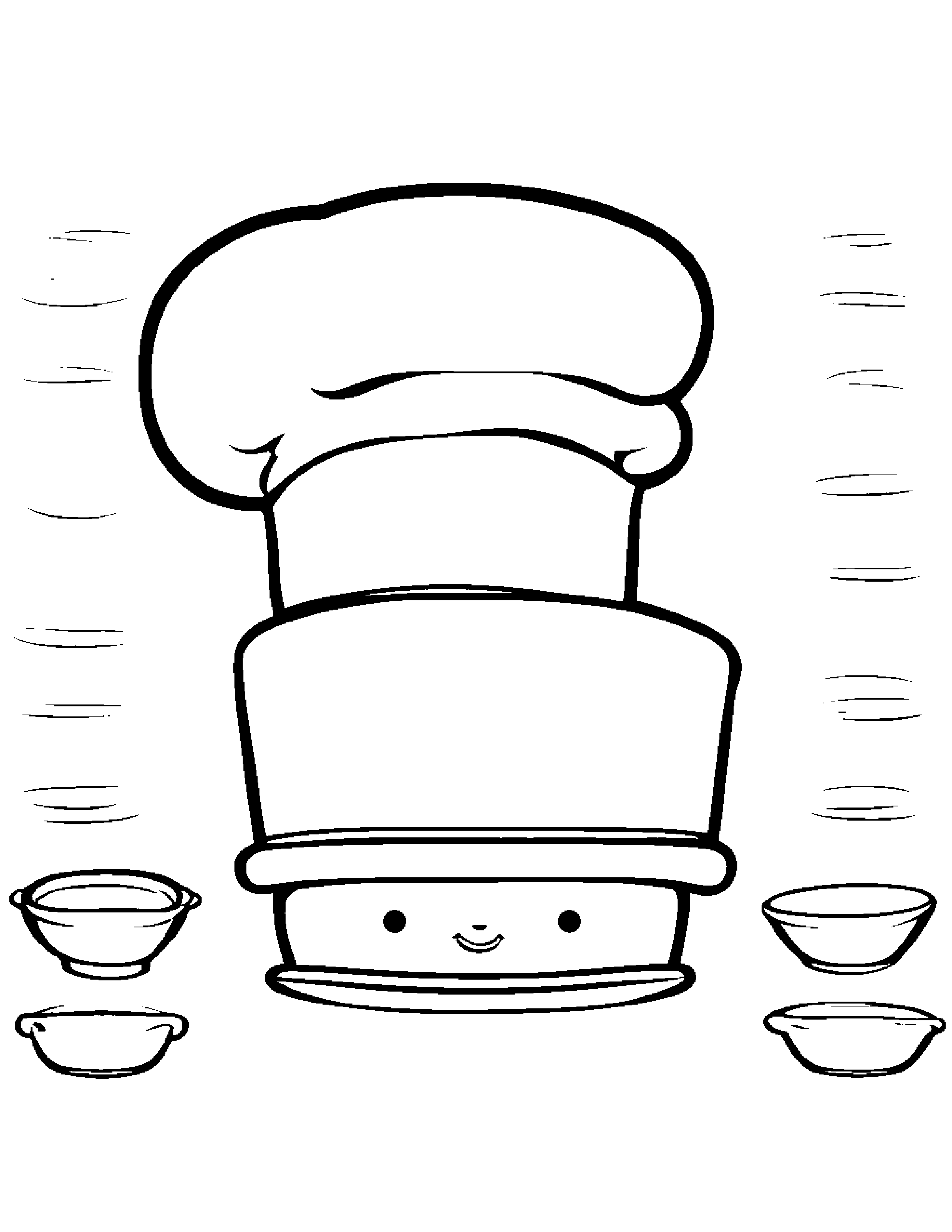 Kawaii Chef Hat Coloring Page (Free Printable PDF)