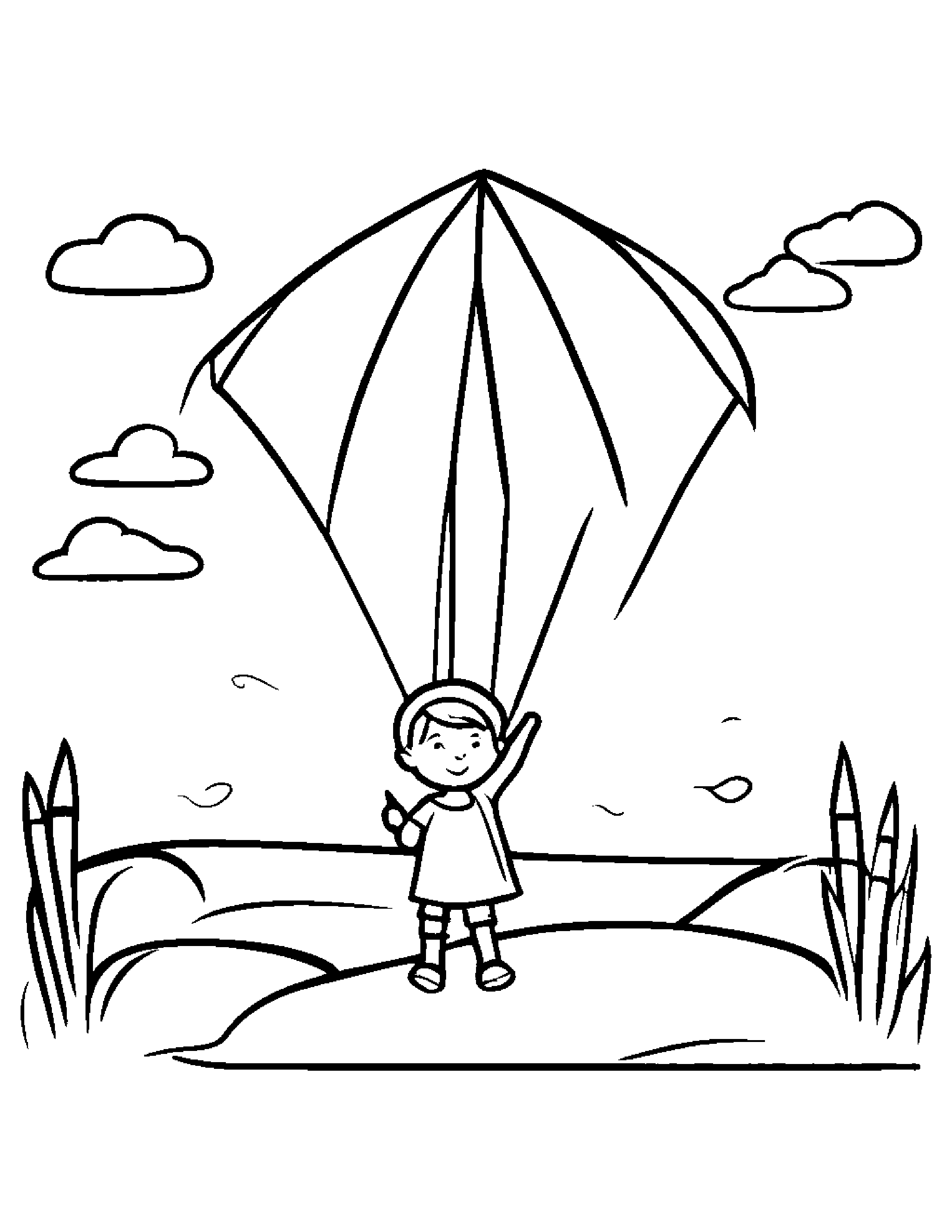 Little Painter Palette With A Kite #2 Coloring Page (Free Printable PDF)