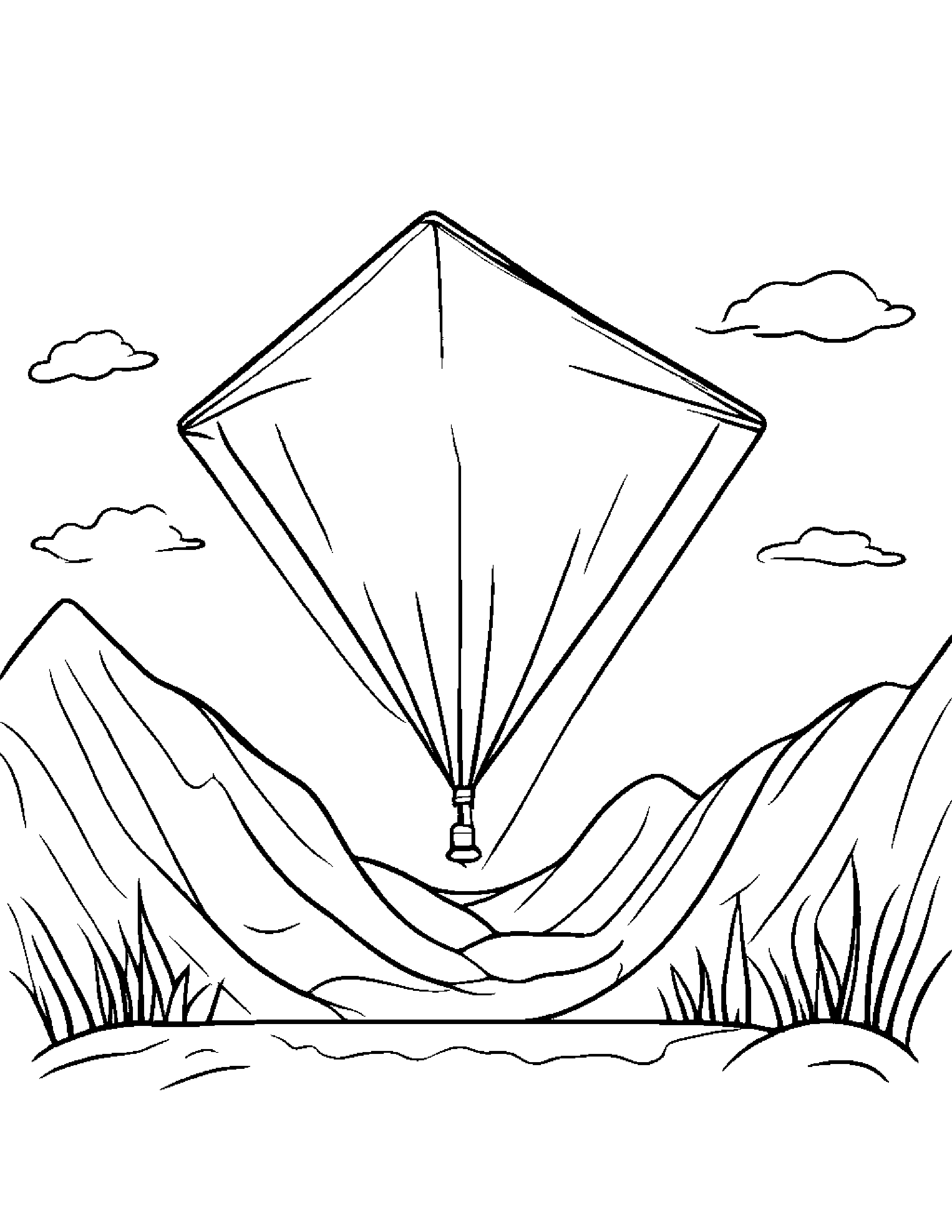 Little Painter Palette With A Kite #3 Coloring Page (Free Printable PDF)